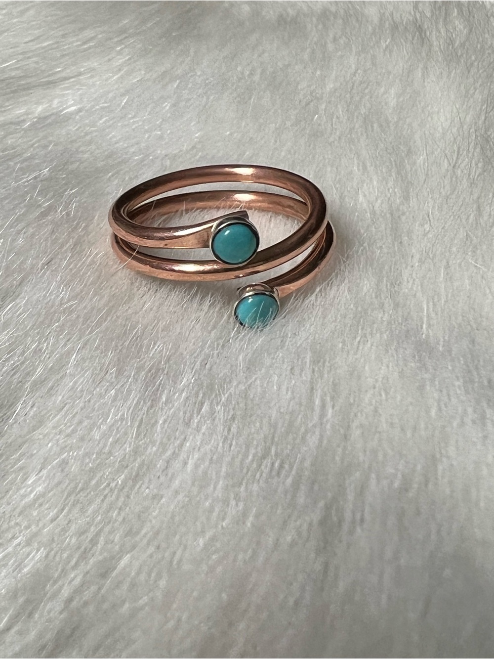 Native turquoise copper ring